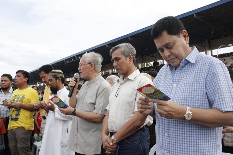 Multi-Religious Leaders reciting the Harmony Prayer together with the 2013 Zamboanga siege victims.